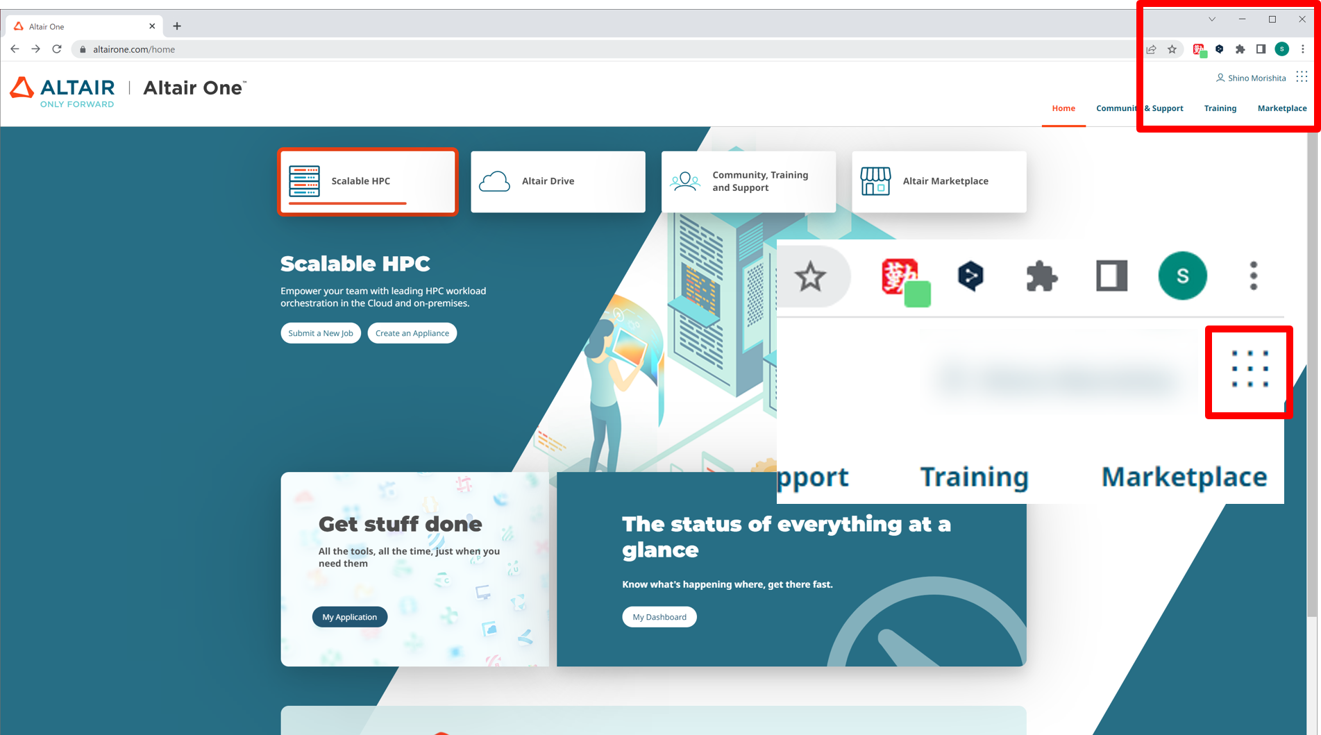 Altair Unitsの利用中、ユニット消費数、利用状況を確認することができ